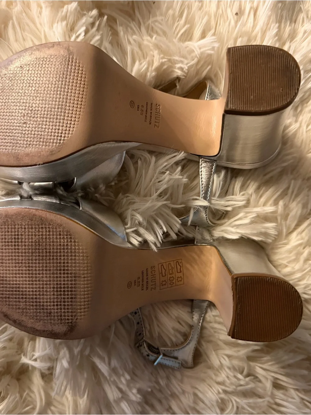 SCHUTZ Silver Metallic Platform Sandals